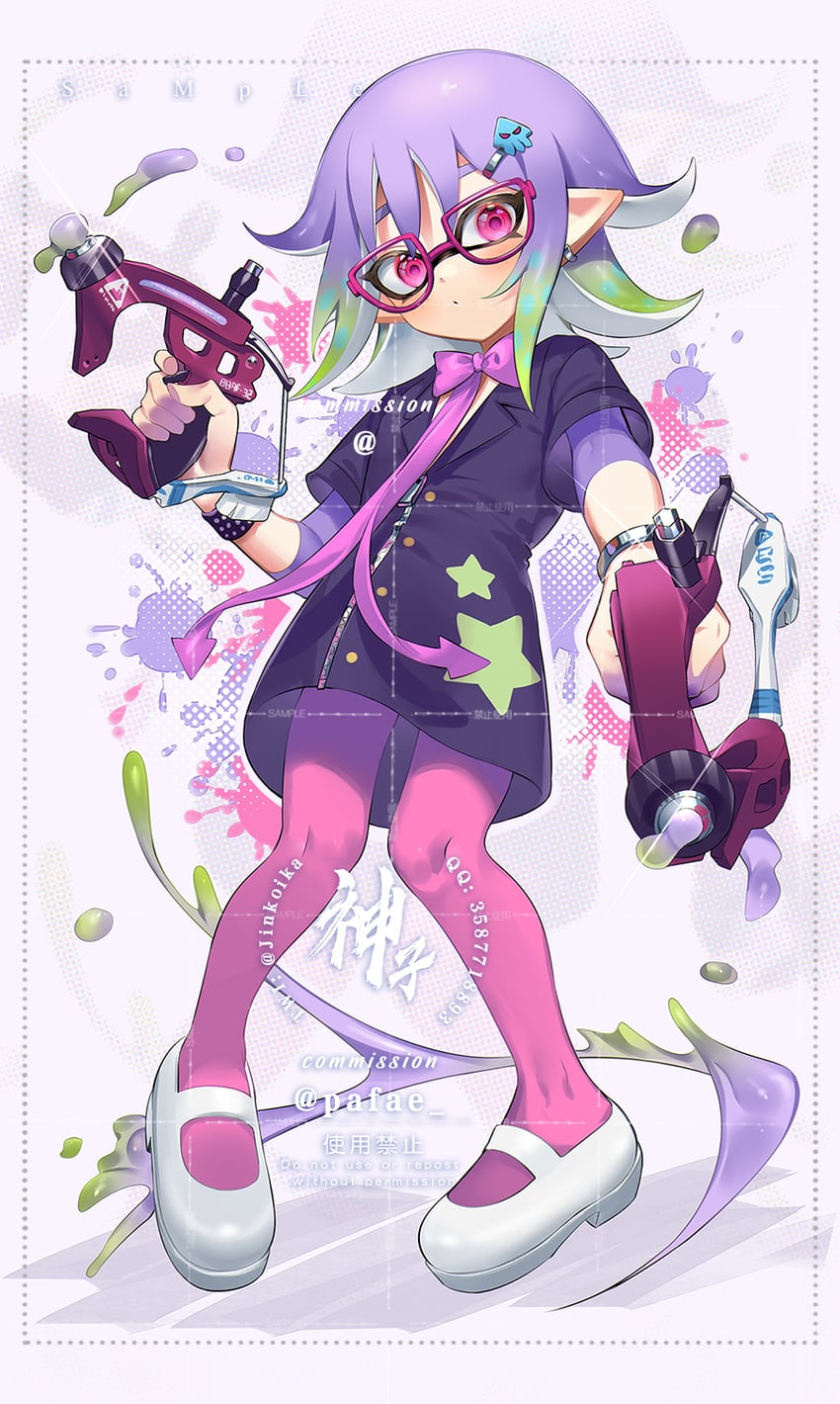 inkling player character and inkling girl (splatoon) drawn by jinkoika