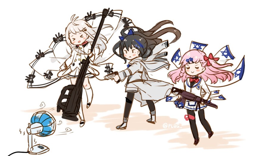 negev, iws 2000, and jericho (girls' frontline) drawn by plug_(feng-yushu)