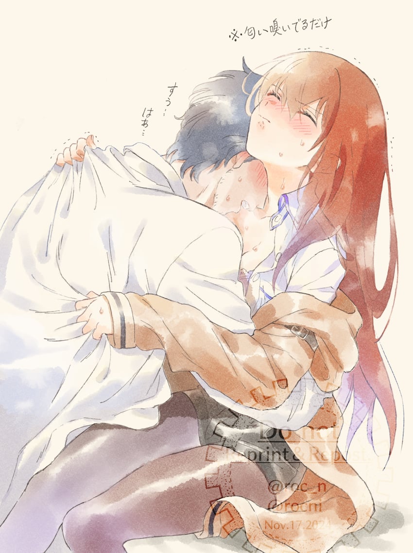 makise kurisu and okabe rintarou (steins;gate) drawn by rocni