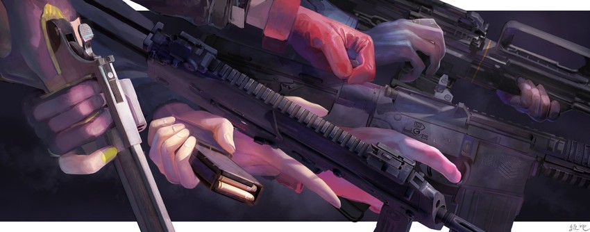st ar-15, mp7, pkp, and python (girls' frontline) drawn by spirit_chiasma