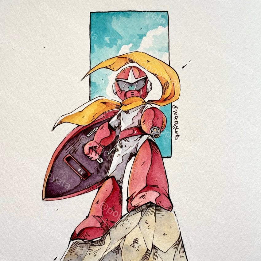 break man (mega man and 1 more) drawn by popopoyata