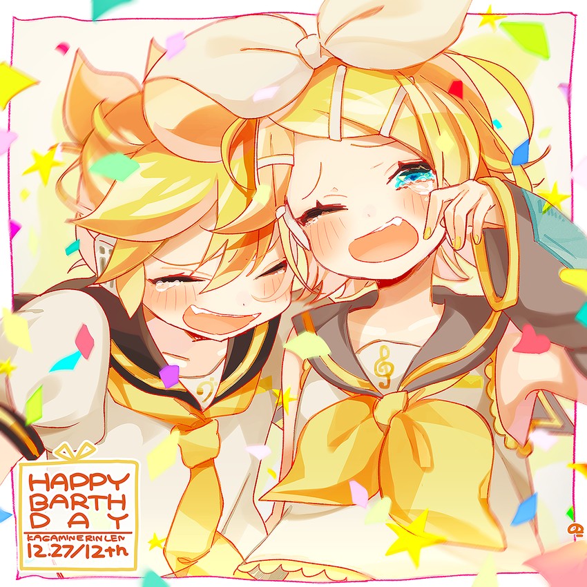 kagamine rin and kagamine len (vocaloid) drawn by nokodaru_marin