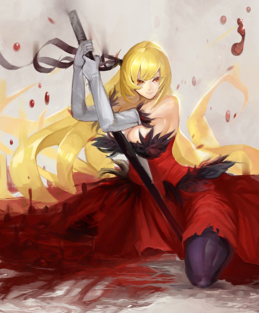 oshino shinobu and kiss-shot acerola-orion heart-under-blade (monogatari) drawn by kosyuz