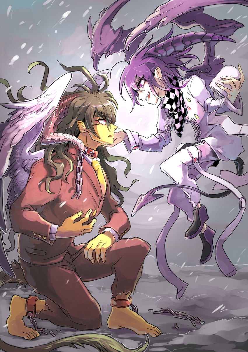 oma kokichi and gokuhara gonta (danganronpa and 1 more) drawn by kumakoro_(tetsupag)