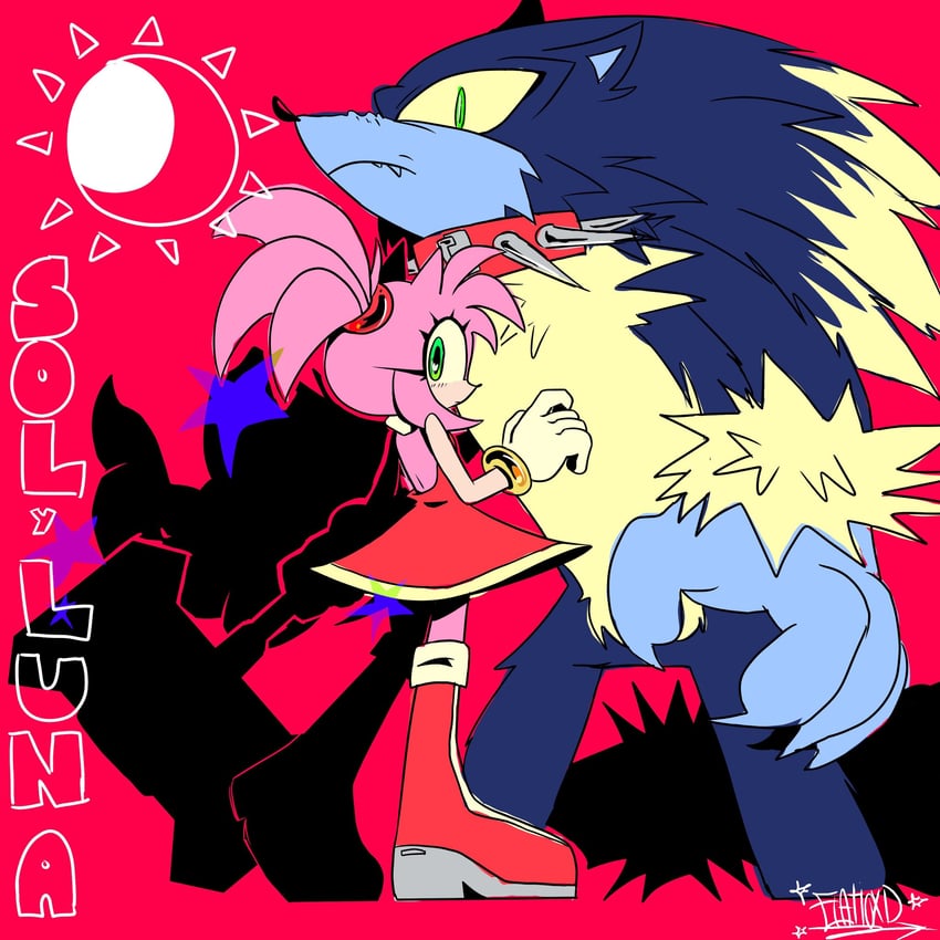sonic the hedgehog, amy rose, and sonic the werehog (sonic and 1 more) drawn by gatioxd