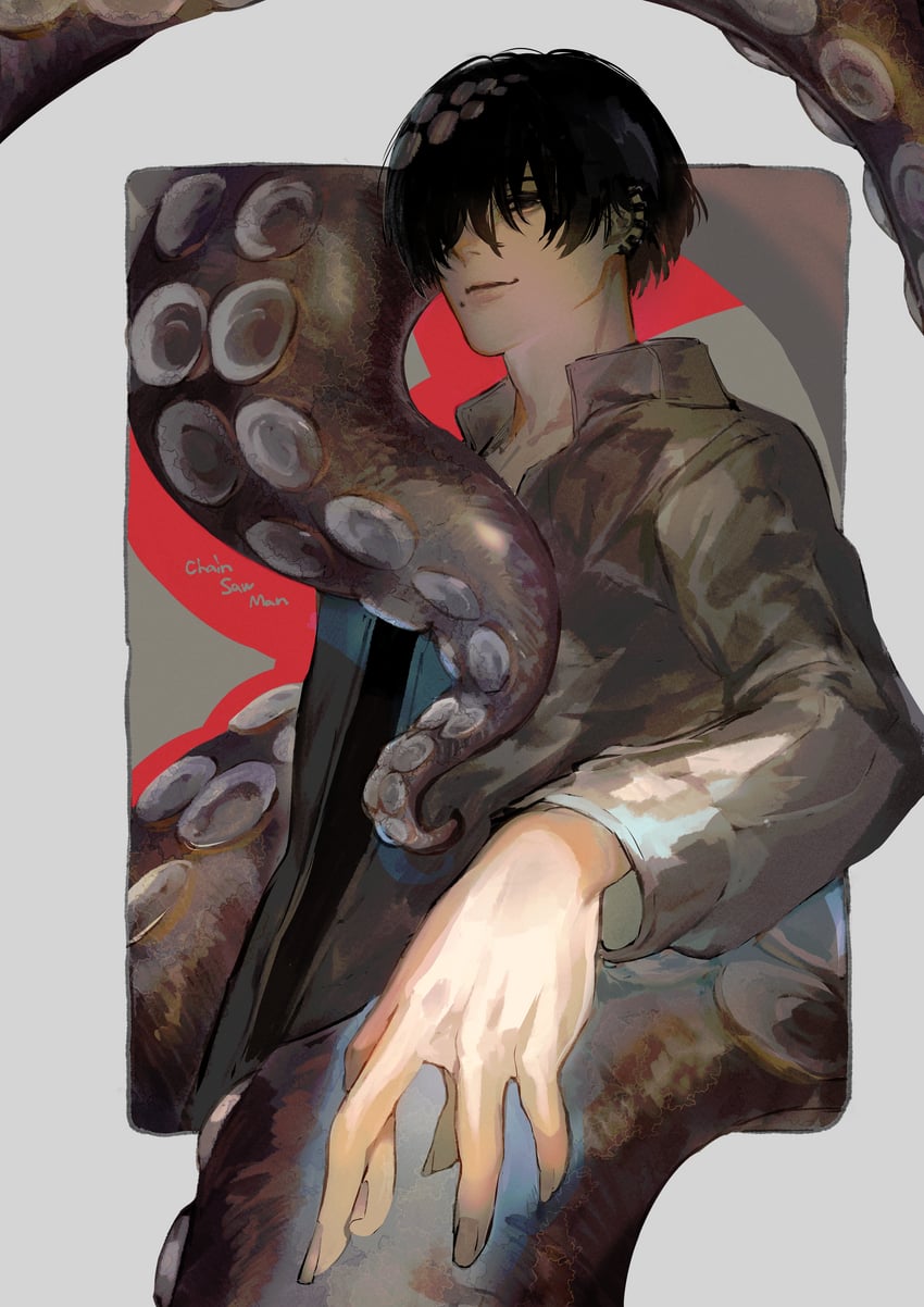 yoshida hirofumi and octopus devil (chainsaw man) drawn by araya_(hachino_araya)