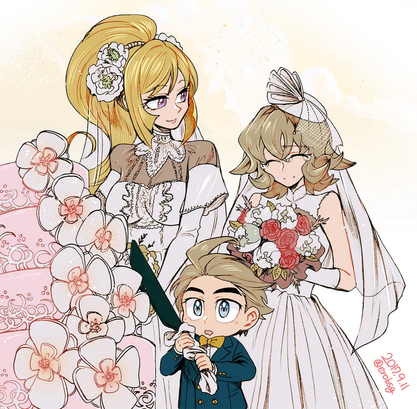 kudelia aina bernstein, atra mixta, and akatsuki (gundam and 1 more) drawn by bae_(baebae)