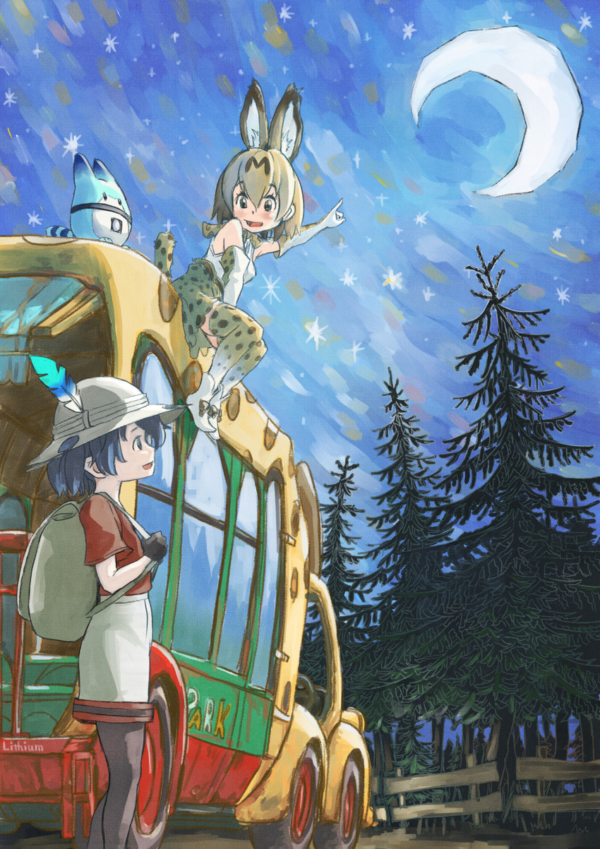 serval, kaban, and lucky beast (kemono friends) drawn by li_(lithium0522)