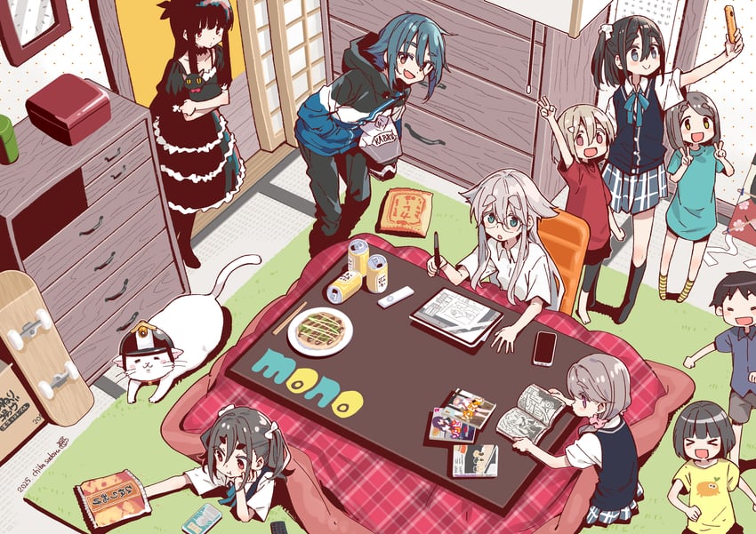 shikishima sakurako, amamiya satsuki, kiriyama an, taishou, akiyama haruno, and 3 more (gakkou gurashi! and 1 more) drawn by chiba_sadoru