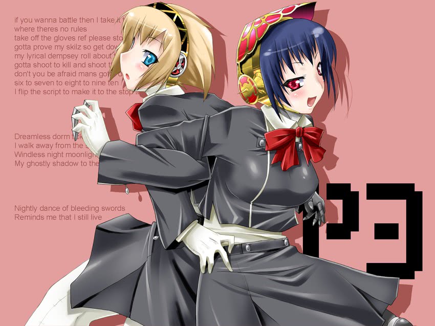 aigis and metis (persona and 2 more) drawn by utamaro
