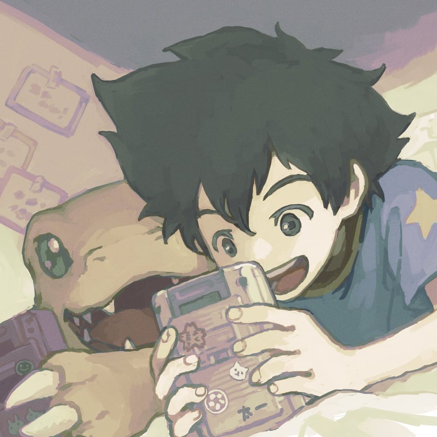 yagami taichi and agumon (digimon and 1 more) drawn by hotatenshi