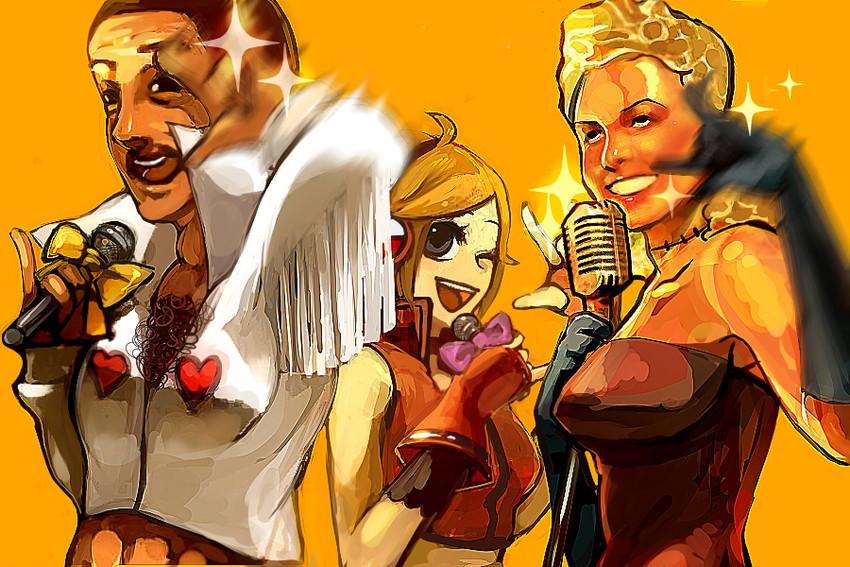 meiko, sakine meiko, sweet ann, and leon (vocaloid) drawn by kojijima