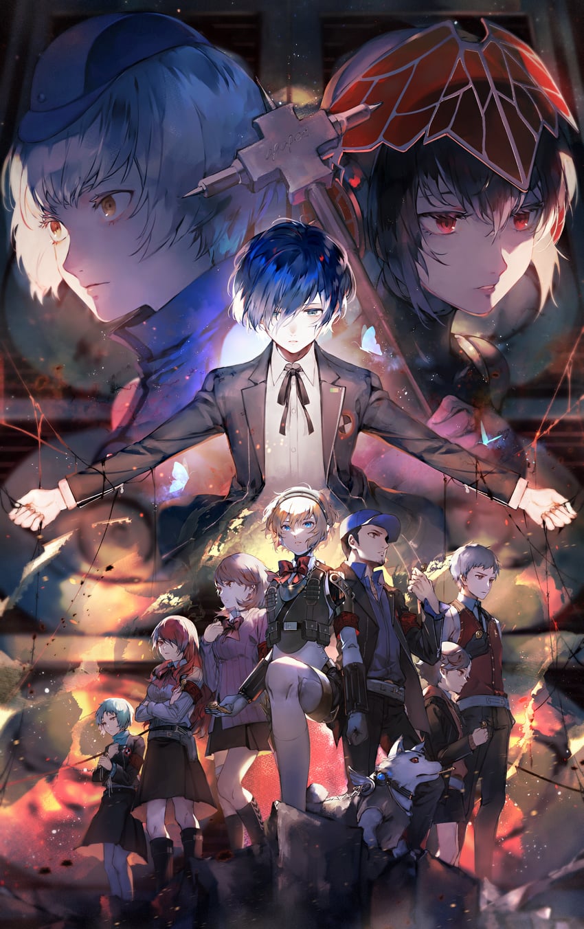 yuuki makoto, aigis, takeba yukari, kirijou mitsuru, yamagishi fuuka, and 6 more (persona and 1 more) drawn by lor_(roasyerizyonirapi)