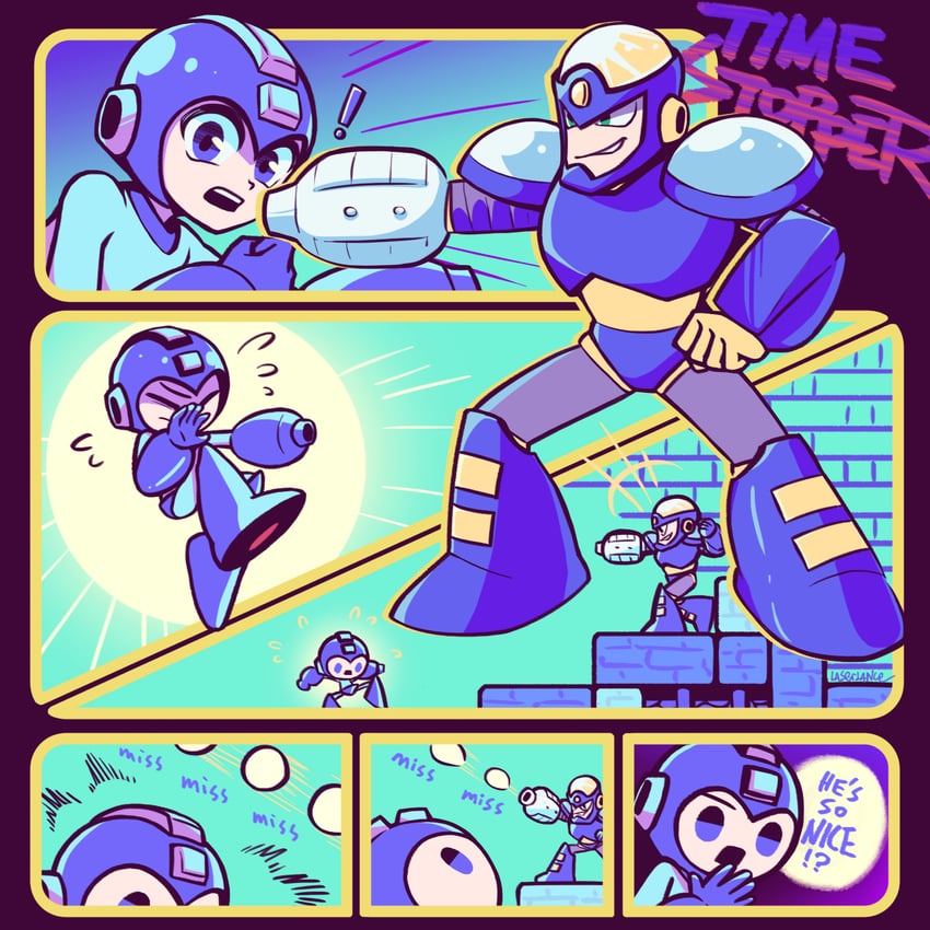 mega man and flash man (mega man and 1 more) drawn by laser-lance