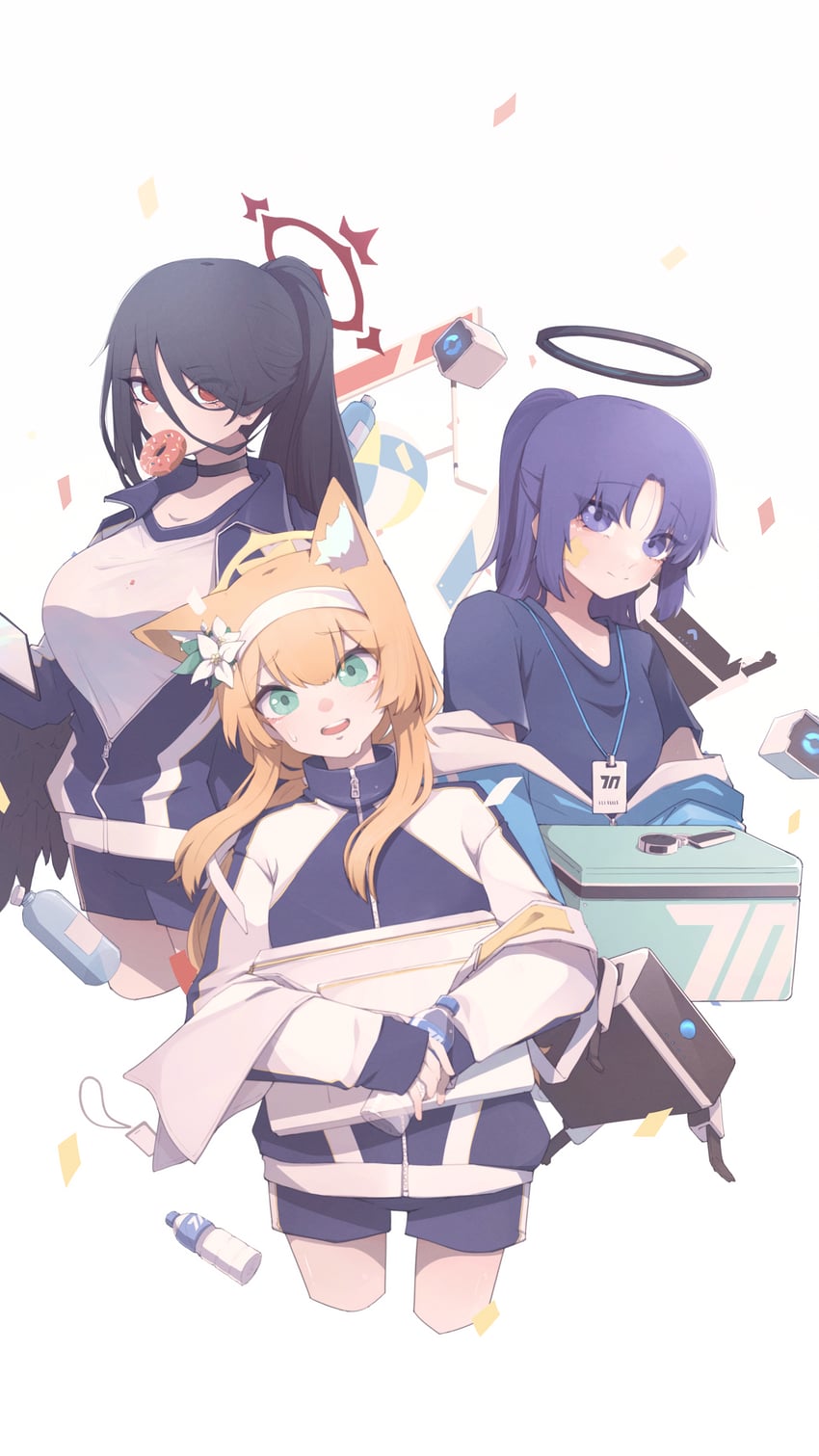 yuuka, mari, and hasumi (blue archive) drawn by if_f