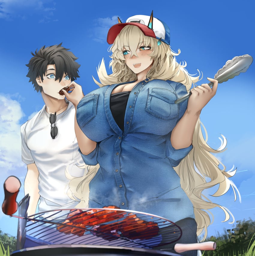 fujimaru ritsuka and barghest (fate and 1 more) drawn by obazzotto