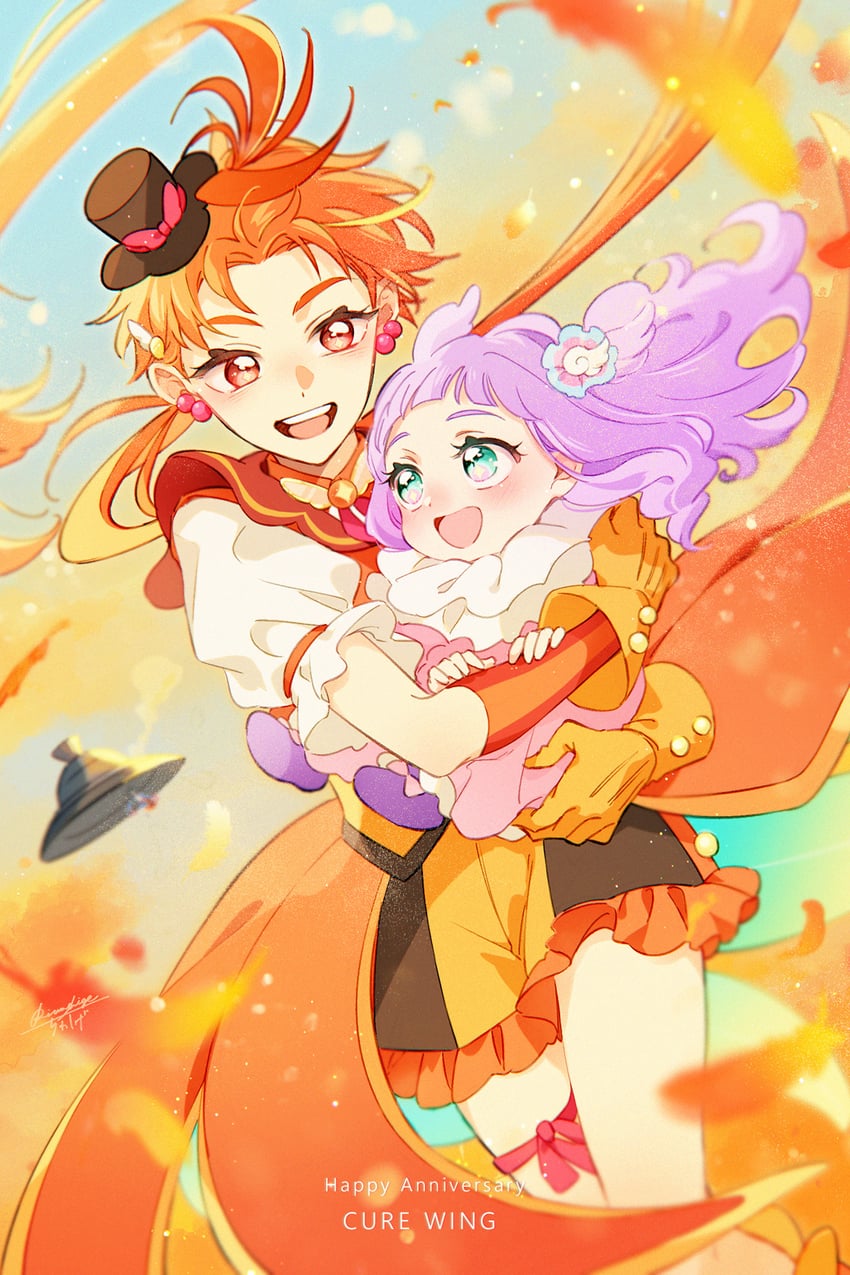 yuunagi tsubasa, ellee-chan, and cure wing (precure and 1 more) drawn by lanzhu
