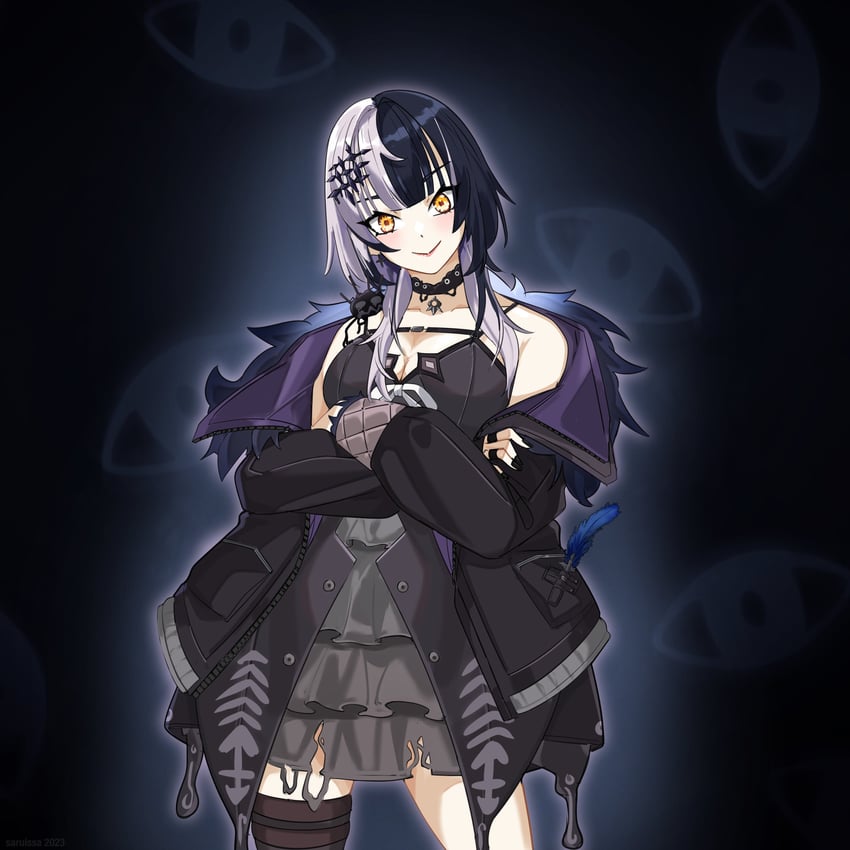 shiori novella and yorick (hololive and 1 more) drawn by saruissaart