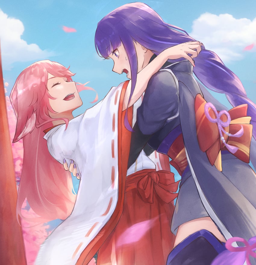 raiden shogun and yae miko (genshin impact) drawn by koko_(koko67956359)