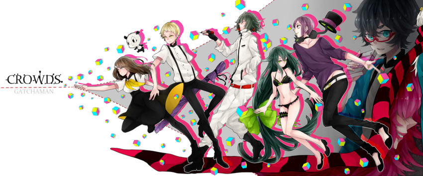 miya utsutsu, ichinose hajime, ninomiya rui, tachibana sugane, berg katse, and 3 more (gatchaman crowds) drawn by tsuyuki_(oudan_chitsujo_xxx)