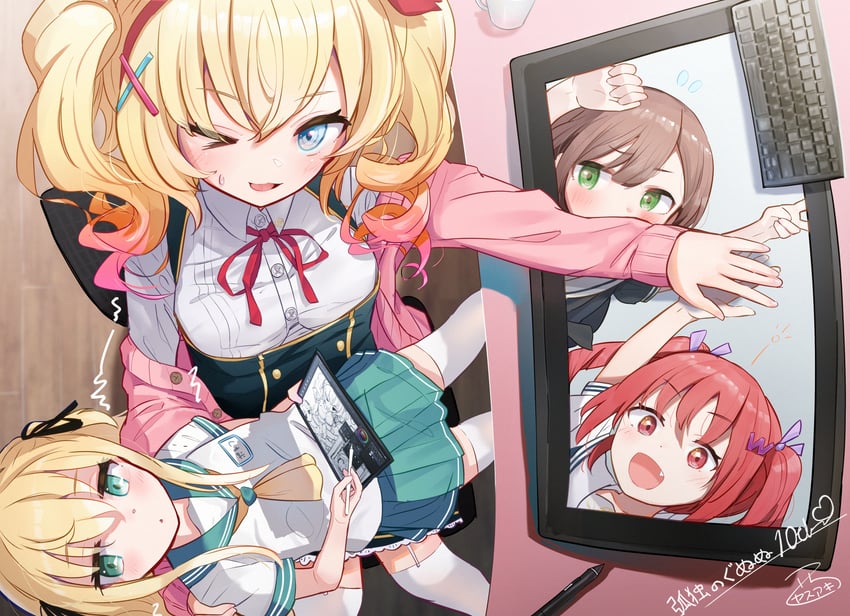 shimotsuki potofu, hazuki watora, minazuki sarami, and kani biimu (original) drawn by nishi_yasuaki