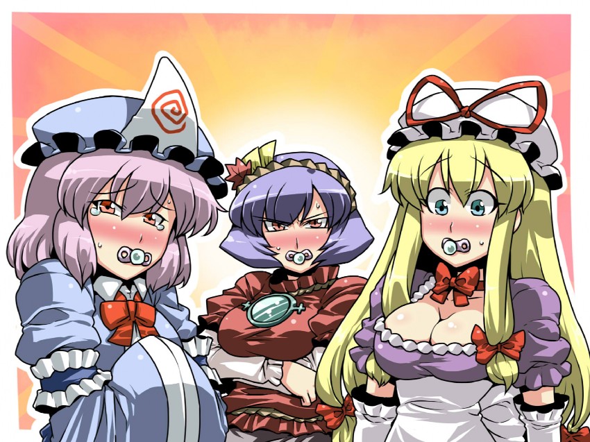 yakumo yukari, saigyouji yuyuko, and yasaka kanako (touhou) drawn by tukiwani