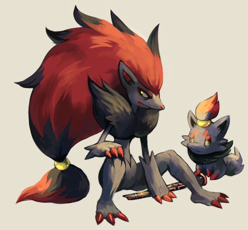 zorua and zoroark (pokemon and 1 more) drawn by glitchedpuppet