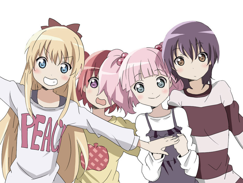 toshinou kyouko, akaza akari, funami yui, and yoshikawa chinatsu (yuruyuri) drawn by okuba