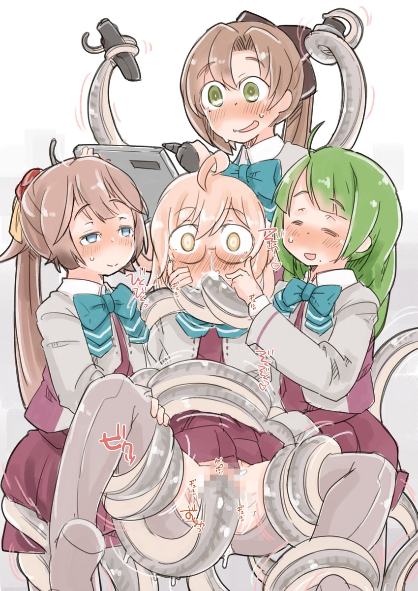 akigumo, makigumo, yuugumo, kazagumo, and enemy naval mine (kantai collection) drawn by enjaku_izuku