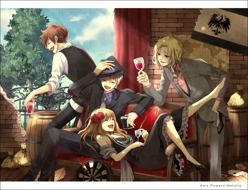france, prussia, hungary, and spain (axis powers hetalia) drawn by sora_yuuhi