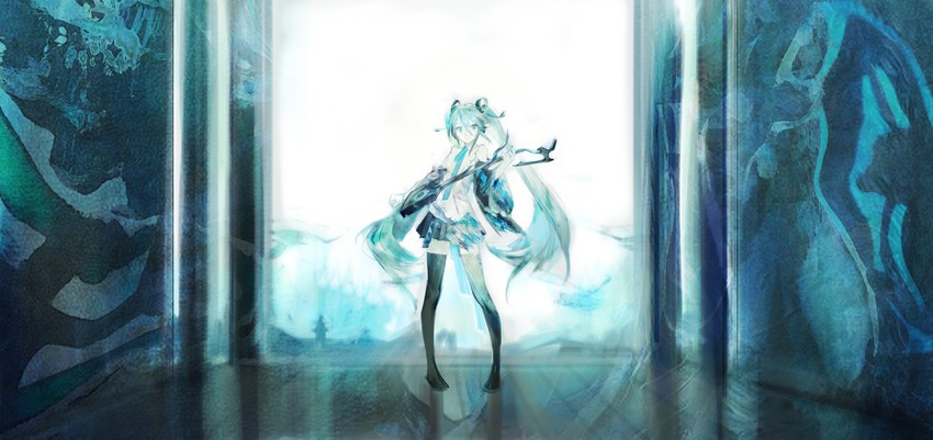 hatsune miku (vocaloid and 1 more) drawn by yyb