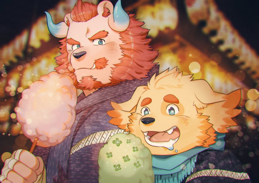 cu sith and chernobog (tokyo afterschool summoners) drawn by daisukebear