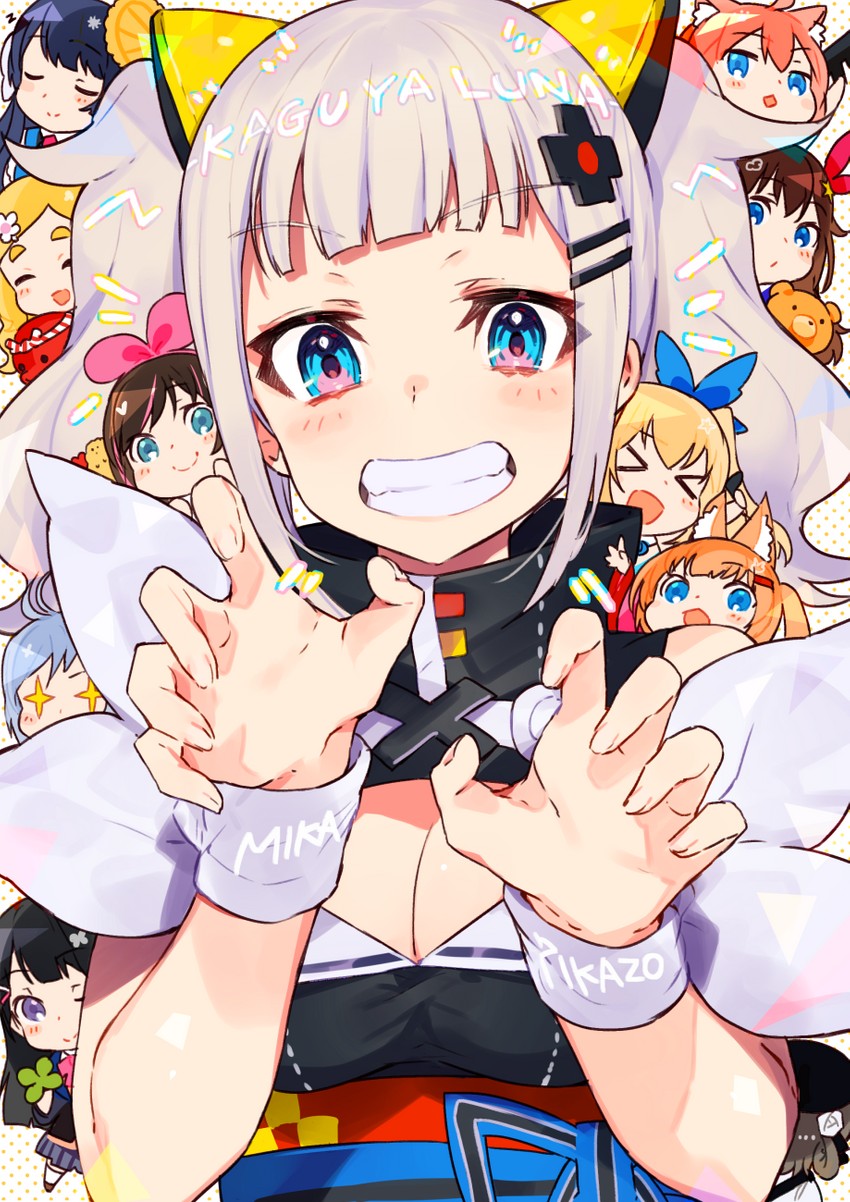 tsukino mito, tokino sora, hatoba tsugu, kizuna ai, kaguya luna, and 7 more (hololive and 10 more) drawn by mika_pikazo