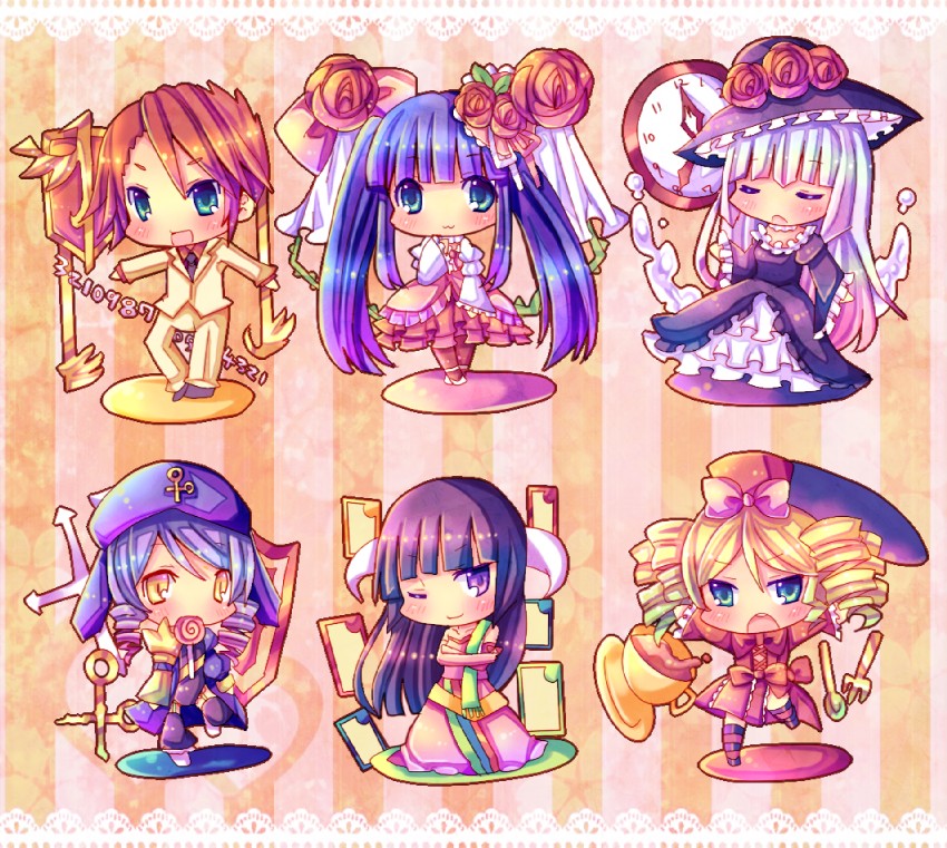 ushiromiya battler, furudo erika, virgilia, dlanor a. knox, gaap, and 1 more (umineko no naku koro ni) drawn by chocolat_(momoiro_piano)