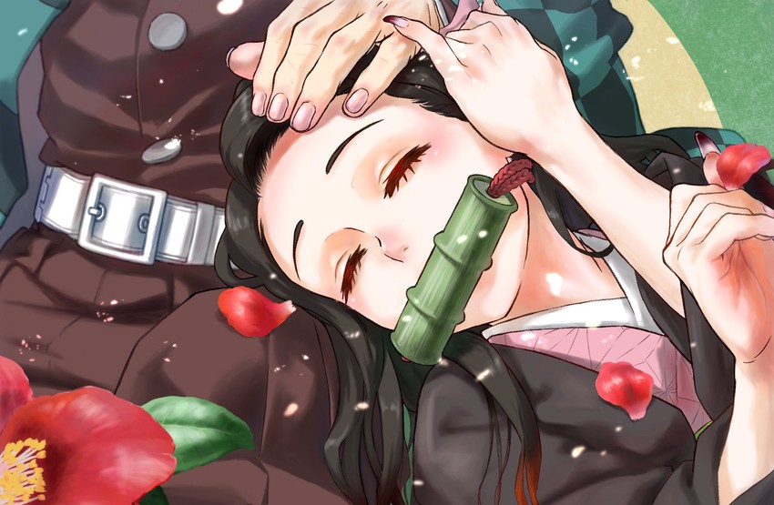 kamado nezuko and kamado tanjirou (kimetsu no yaiba) drawn by yomoyama_yotabanashi