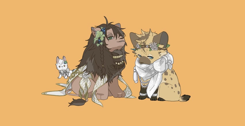leona kingscholar, ruggie bucchi, and jack howl (twisted wonderland) drawn by raccoonlot