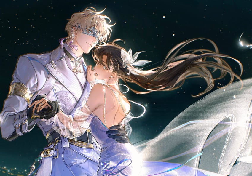 protagonist and xavier (love and deepspace) drawn by chimmyming