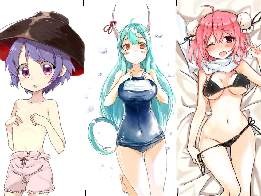 kamishirasawa keine, ibaraki kasen, sukuna shinmyoumaru, and ex-keine (touhou) drawn by 6_(yuchae), pokan_(xz1128), and shnva
