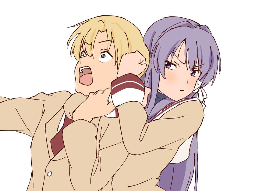 fujibayashi kyou and sunohara youhei (clannad) drawn by waka_849