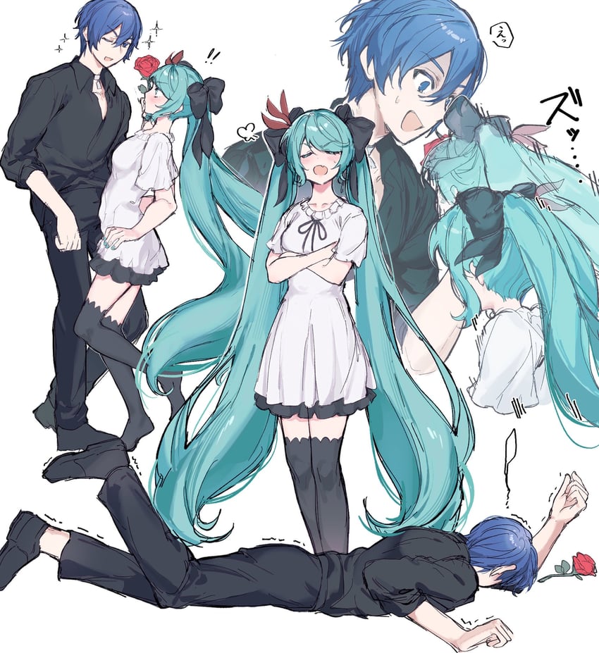 hatsune miku and kaito (vocaloid and 2 more) drawn by aaaaau_2025