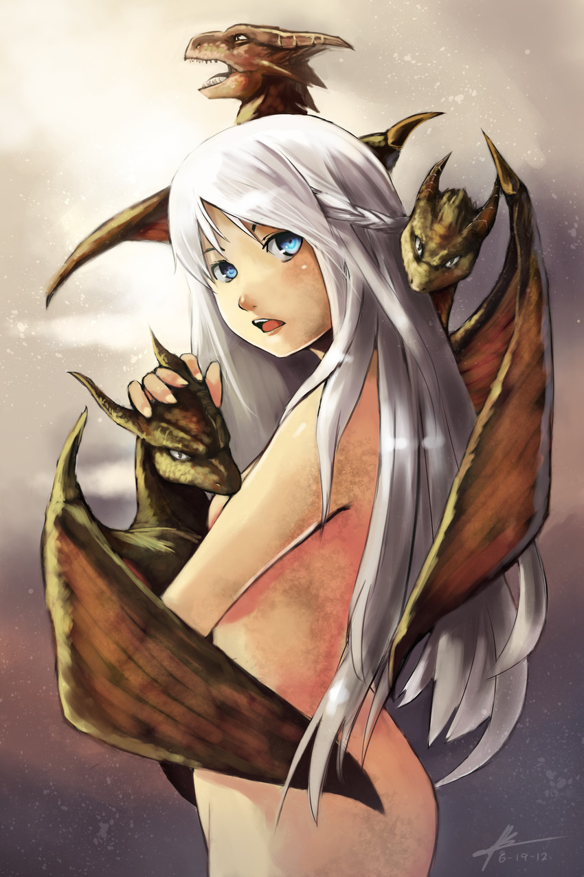 daenerys targaryen, drogon, viserion, and rhaegal (a song of ice and fire) drawn by robert_knight