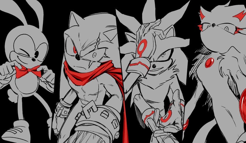 shadow the hedgehog, blaze the cat, silver the hedgehog, terios, and sonic the hedgehog (sonic) drawn by diamondx1704