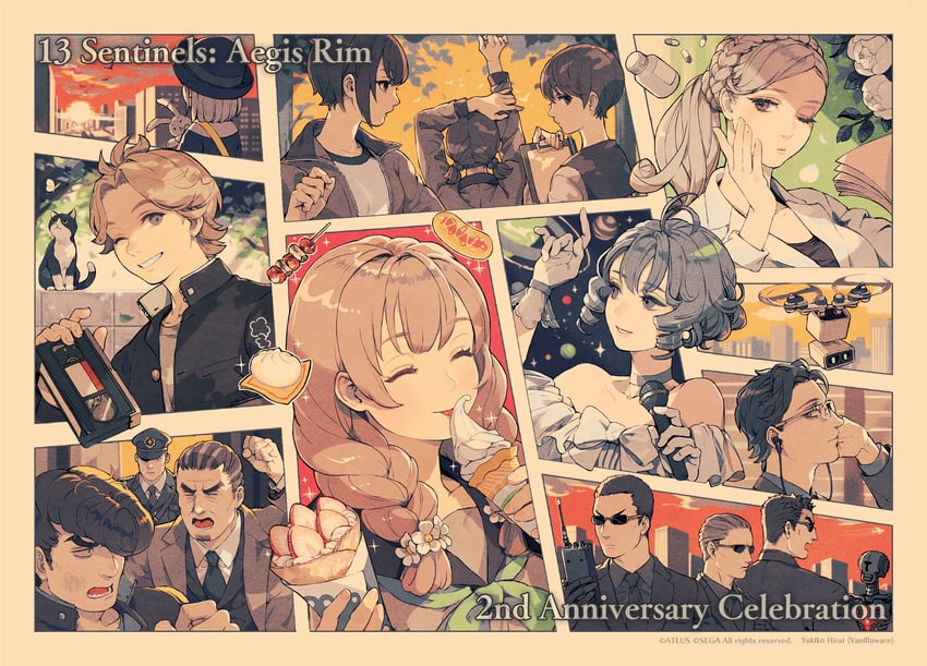 shippou, bj, sawatari miwako, morimura chihiro, chihiro, and 4 more (juusan kihei bouei ken and 2 more) drawn by hirai_yukiko