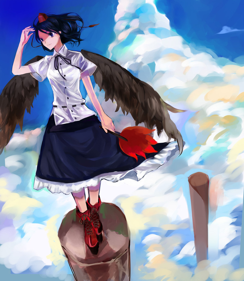 shameimaru aya (touhou) drawn by kol49