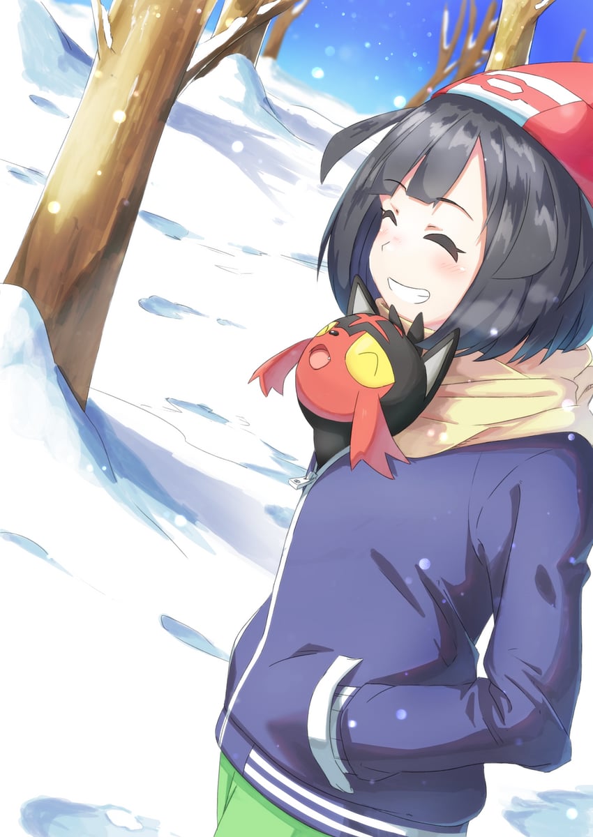 selene and litten (pokemon and 1 more) drawn by negimiso1989