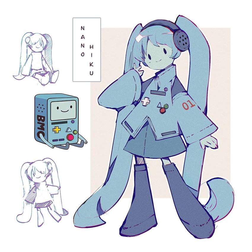 hatsune miku and bmo (vocaloid and 1 more) drawn by nanohaiku