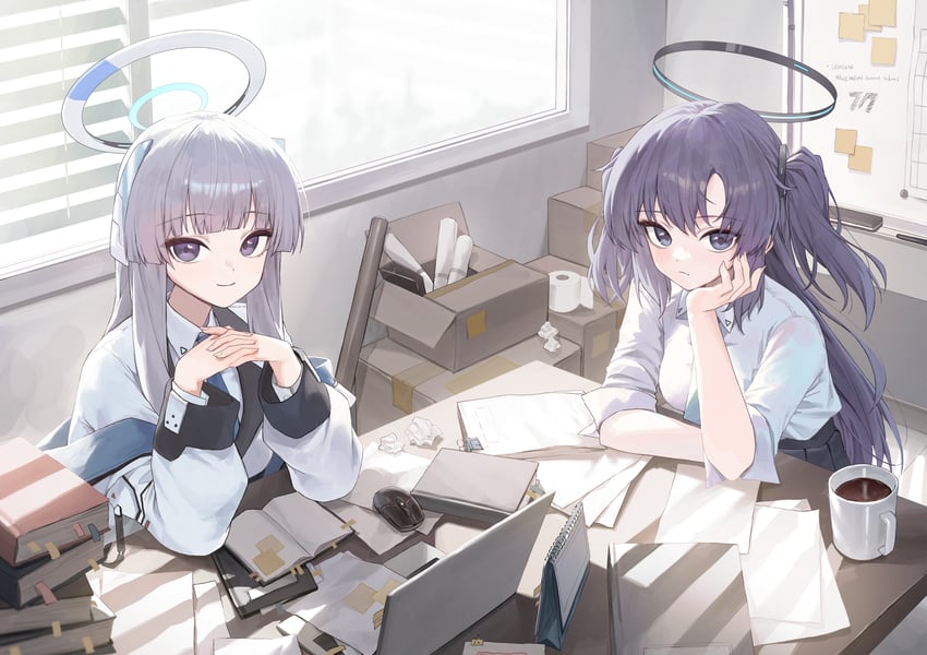 yuuka and noa (blue archive) drawn by huhi_(huhi_1211)
