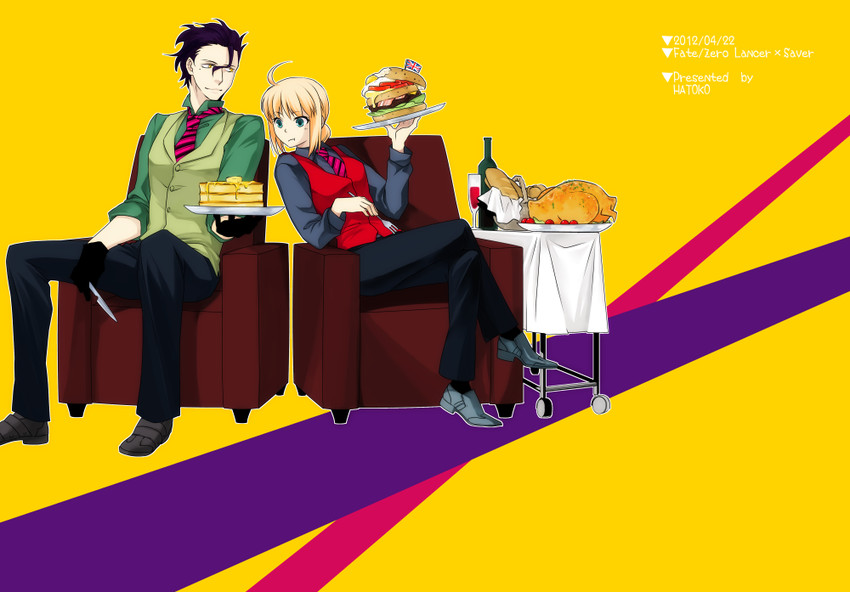 artoria pendragon, saber, and diarmuid ua duibhne (fate and 1 more) drawn by yamazaki_kore