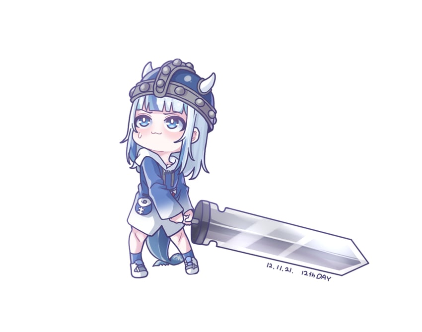 gawr gura (hololive and 1 more) drawn by monja_(monja0521)