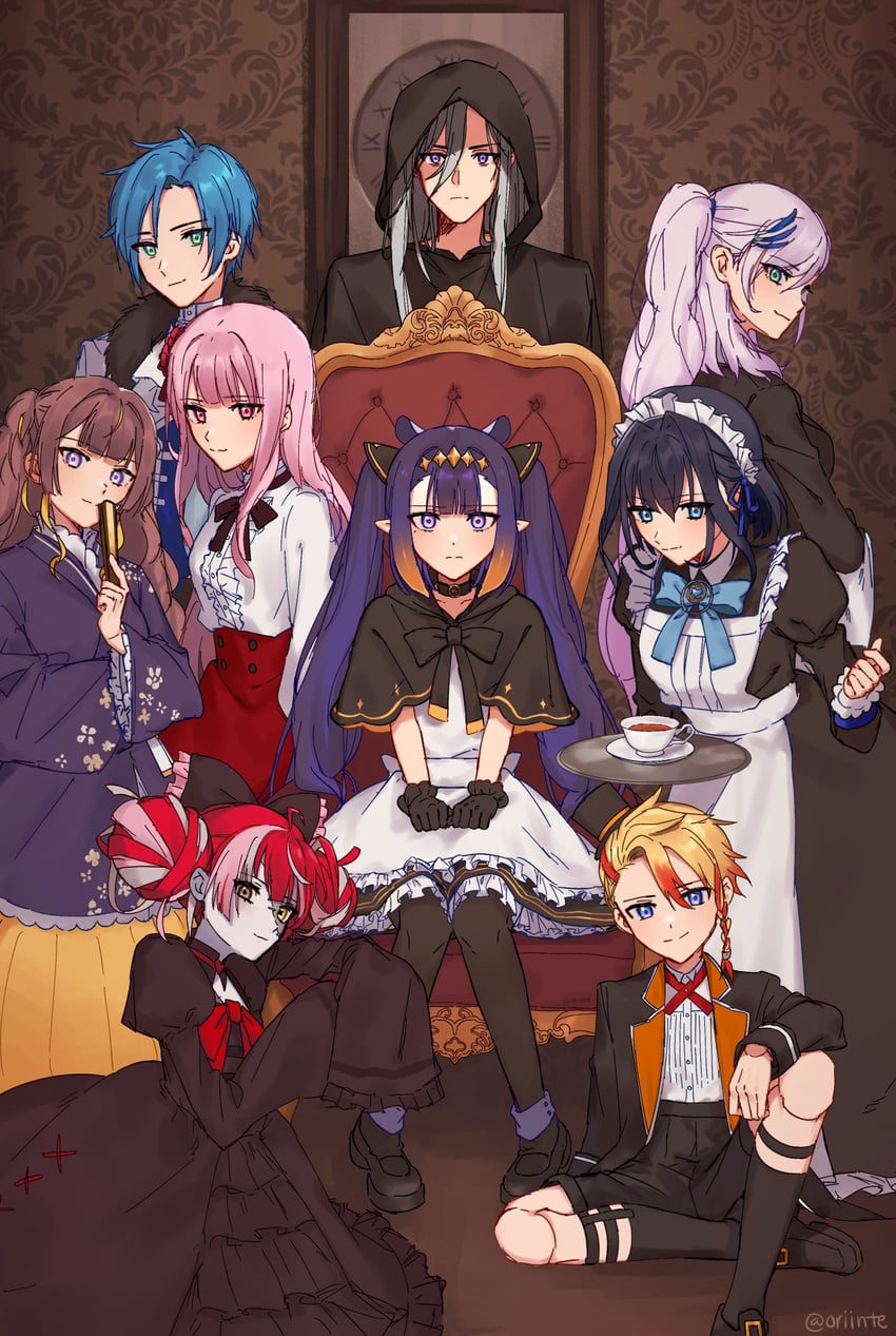 mori calliope, ninomae ina'nis, ouro kronii, kureiji ollie, pavolia reine, and 4 more (hololive and 5 more) drawn by orinte